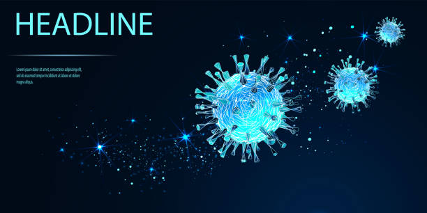 istock Sars disease, coronaviruses in the lung. The coronavirus causes the severe illness SARS (Severe Acute Respiratory Syndrome). Low poly wireframe style. Vector 1203200232