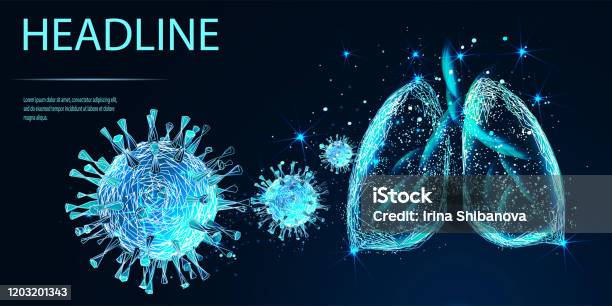 Human Lungs Sars Disease Coronaviruses In The Lung The Coronavirus Causes The Severe Illness Sars Low Poly Wireframe Style Vector Stock Illustration - Download Image Now