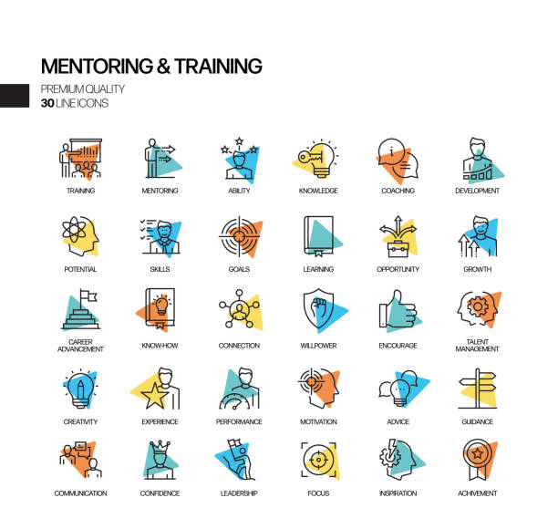 Simple Set of Mentoring and Training Related Spotlight Vector Line Icons. Outline Symbol Collection Simple Set of Mentoring and Training Related Spotlight Vector Line Icons. Outline Symbol Collection skill illustrations stock illustrations