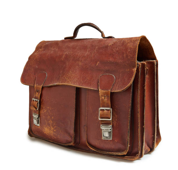 istock Old and scratched leather business case 1203202816