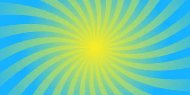 Vector illustration of Sun ray retro vector illustration, blue background. Abstract radiate texture.