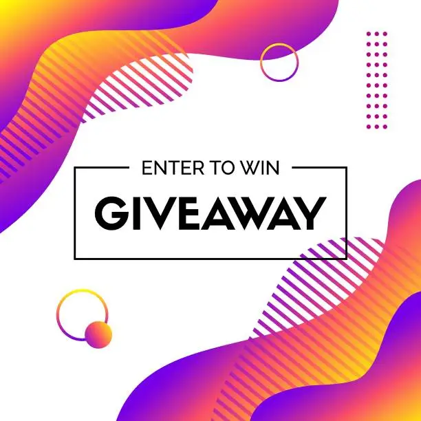 Vector illustration of Giveaway. Enter to win. Abstract liquid vector template for social media contest. Fluid colorful trendy background