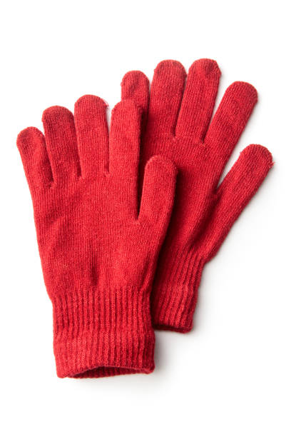 Fashion: Red Glove Isolated on White Background Fashion: Red Glove Isolated on White Background Knitted Gloves stock pictures, royalty-free photos & images