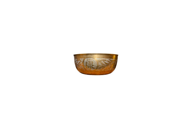 istock Copper bowl with decorative Chinese inscriptions, isolated on a white background with a clipping path. 1203210985