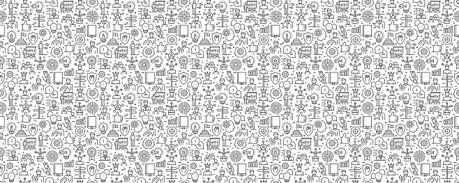 Mentoring and Training Seamless Pattern and Background with Line Icons