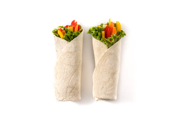 impacchi di tortilla vegetale - sandwich healthy eating wrap sandwich food foto e immagini stock