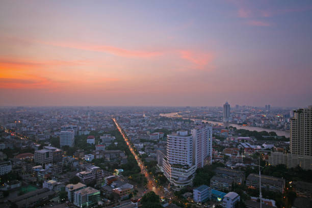 istock Sunset from a sky bar in downtown Bangkok 1203211781