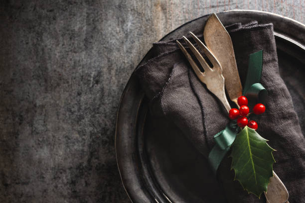 istock Christmas vintage rustic cutlery 1203219484