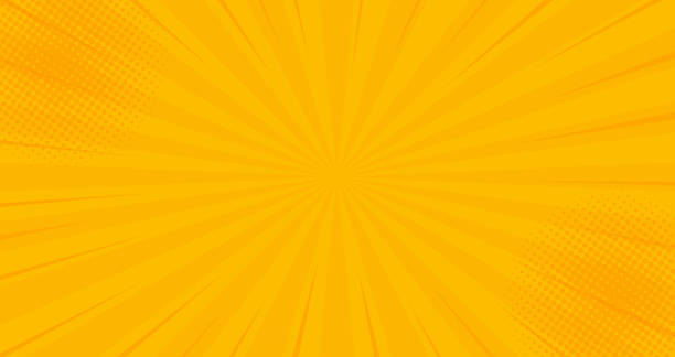 ilustraciones, imágenes clip art, dibujos animados e iconos de stock de cómics de fondo retro amarillo con esquinas de semitonos. telón de fondo de verano. ilustración vectorial en estilo retro pop art para cómics libro, póster, diseño publicitario - poster backgrounds paper sunbeam