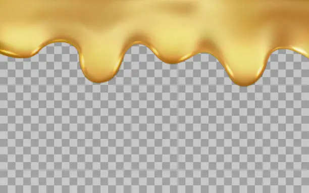 Vector illustration of Molten liquid flowing dripping gold