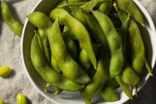 istock Cooked Green Organic Edamame Beans 1203232559