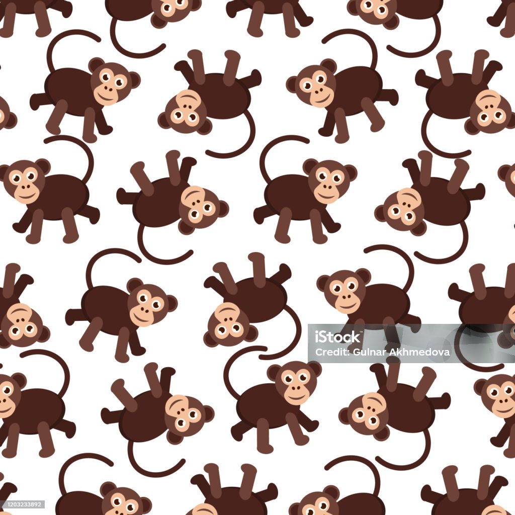 Cute Monkey Pattern Cute Monkey Pattern Design Cute Monkey Background Stock Illustration ...