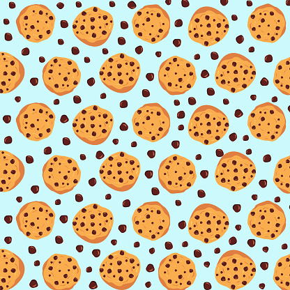 Baked chocolate chips pattern for textile, print, surface, fabric, web, graphic design