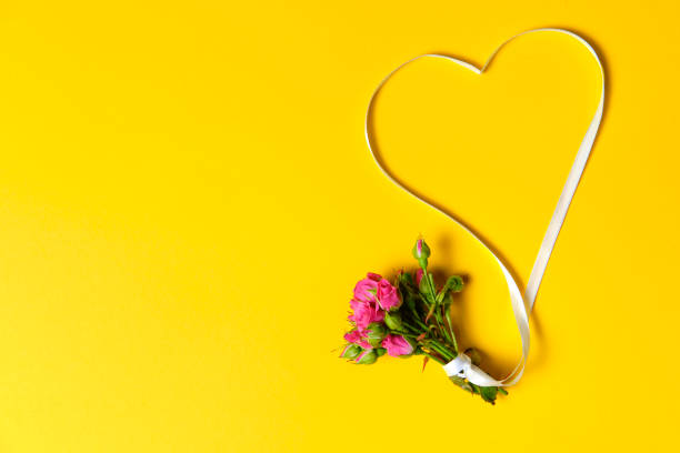 istock bouqet on yellow background with white ribbon 1203234213
