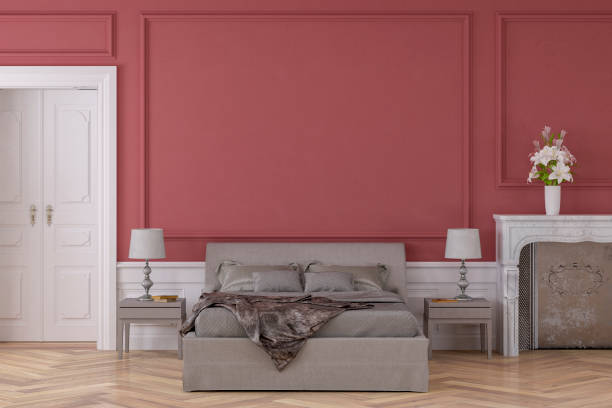 istock Glamour bedroom with decoration and fireplace 1203235980