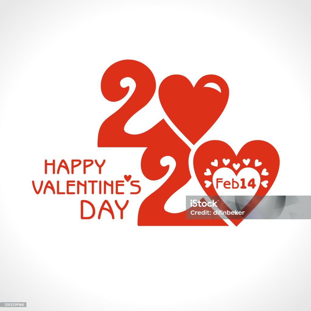 Happy Valentines Day 2020 Red Vector Symbol Valentines Day Zero In ...