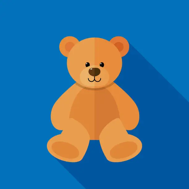 Vector illustration of Teddy Bear Icon Flat