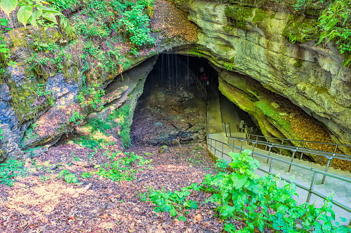 Stock photograph of the Historic Entrance at Mammoth Cave National Park in Kentucky, USA