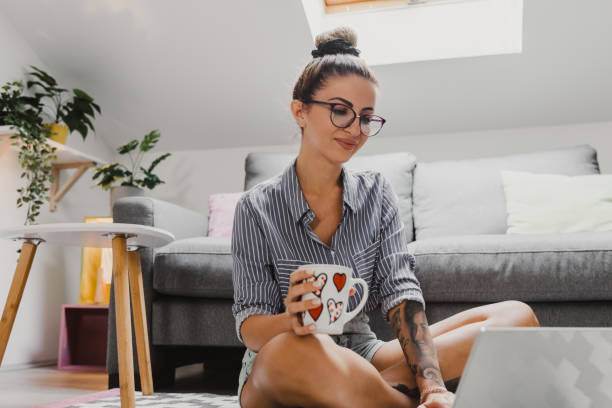 istock Happy and comfortable at home in the morning 1203252152