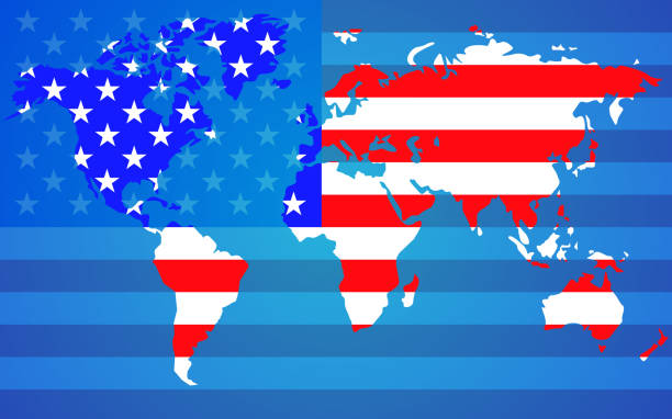 istock World map with flag United States of America 1203252796