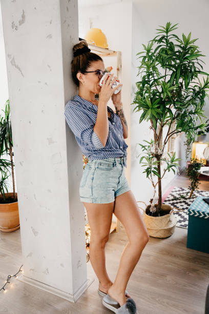 istock Happy and comfortable at home in the morning 1203252891