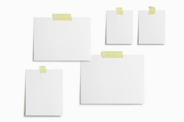 istock Moodboard template composition with blank photo cards, torn paper, polaroid frame glued with yellow adhesive tape and isolated on white for easy editing. 1203252996