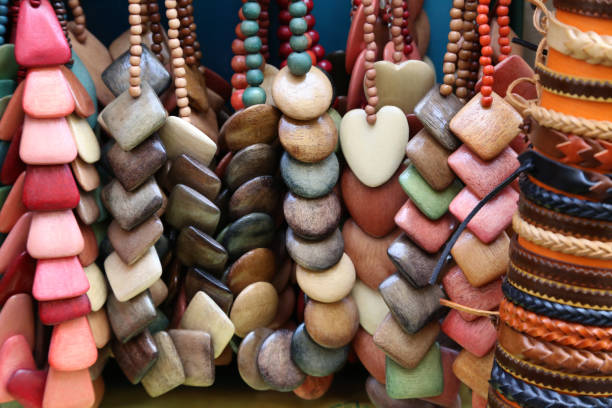 istock Homemade beads made of wood 1203260509