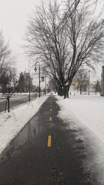 istock Snow on the bike path (photo3) 1203268450