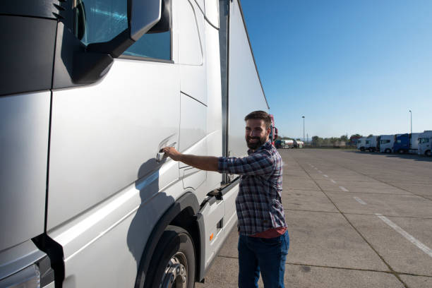 istock Truck driver. Professional trucker occupation. 1203270395