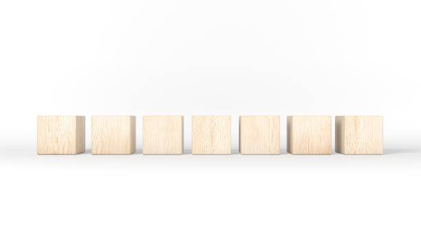 istock Seven wooden blocks isolated on white background. 3d illustration. 1203275587