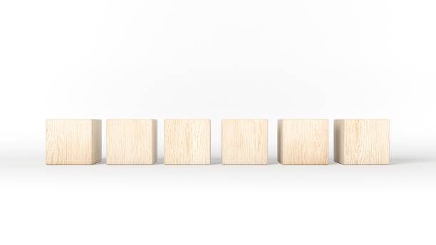 istock Six wooden blocks isolated on white background. 3d illustration. 1203275588