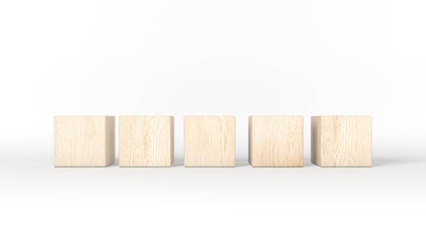 istock Five wooden blocks isolated on white background. 3d illustration. 1203275589