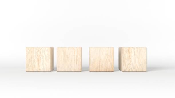 istock Four wooden blocks isolated on white background. 3d illustration. 1203275591