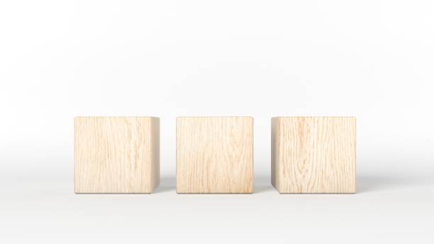 istock Three wooden blocks isolated on white background. 3d illustration. 1203275594