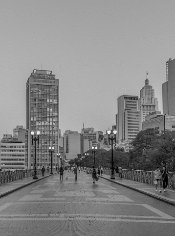 Sao Paulo city, Sao Paulo state, Brazil - October 05, 2019:Historical and important viaduct in São Paulo city.