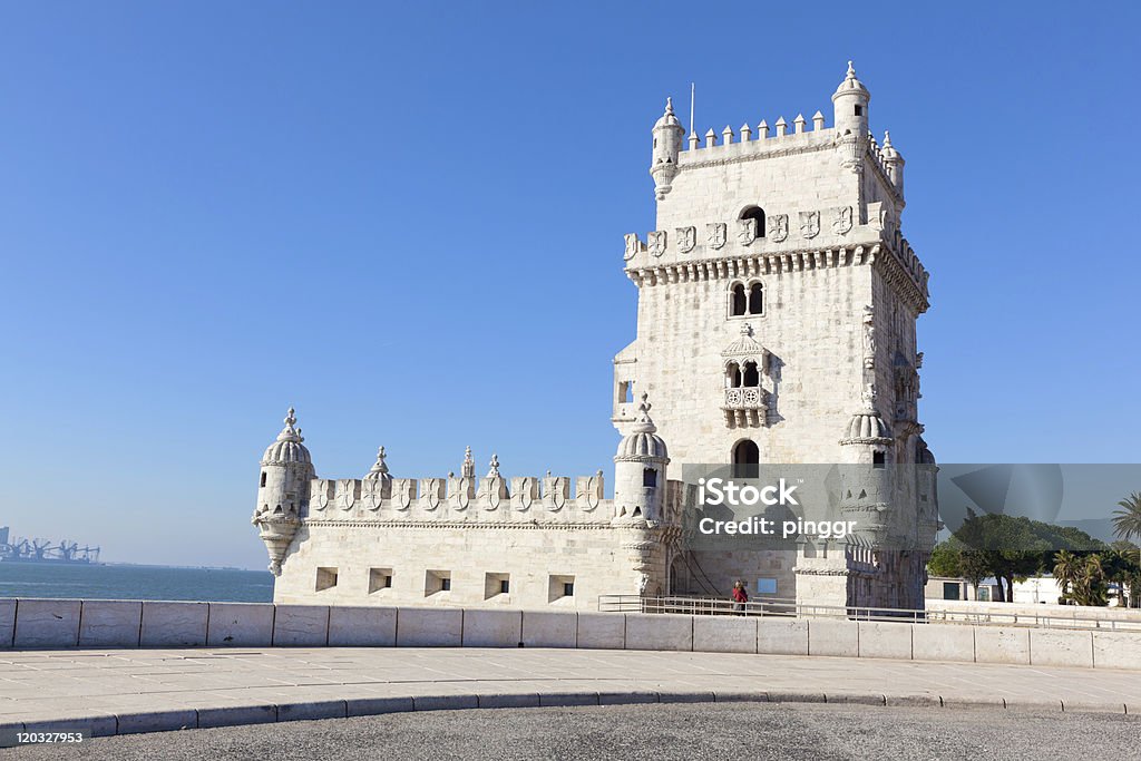 Tower of Belem (Torre de Belém) in Lisbon, Portugal Torre de Belém is one of the most important monument in lisbon, situated near the tagus river. Ancient Stock Photo