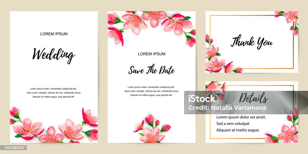Ilustración de Invitaciones De Primavera Con Flor Sakura Flores De Cerezo y  más Vectores Libres de Derechos de Boda - iStock