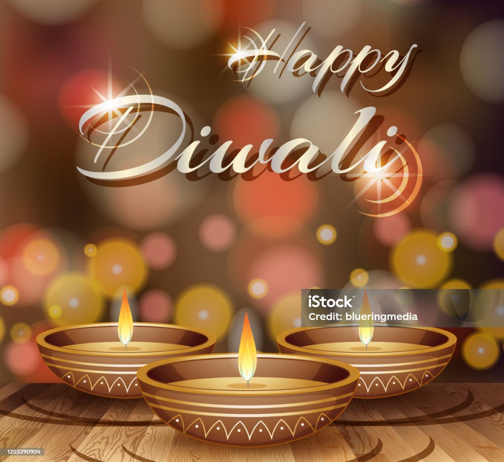 Happy Diwali Background Design With Lights Stock Illustration ...