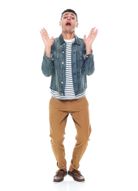 istock African ethnicity male standing wearing denim jacket 1203299872