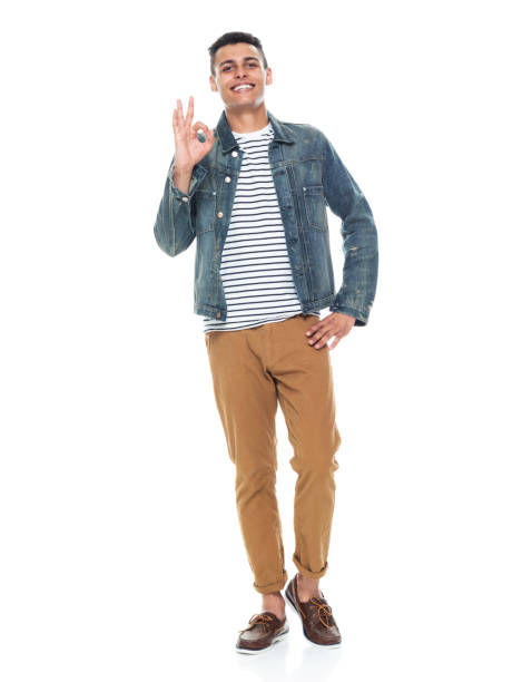 istock African ethnicity male standing wearing denim jacket 1203299900