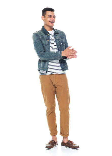 istock African ethnicity male standing wearing denim jacket 1203299906