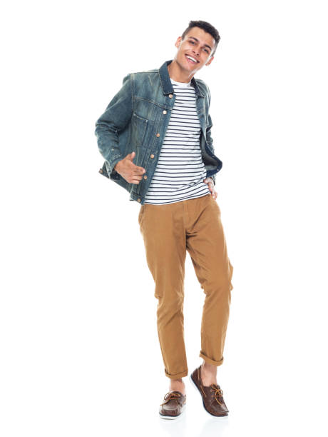 istock African ethnicity male standing wearing denim jacket 1203299952