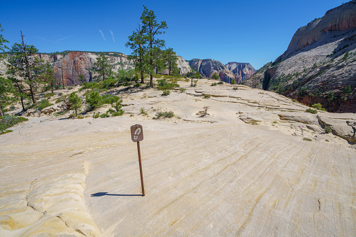 hiking the west rim trail in zion national park in the usa