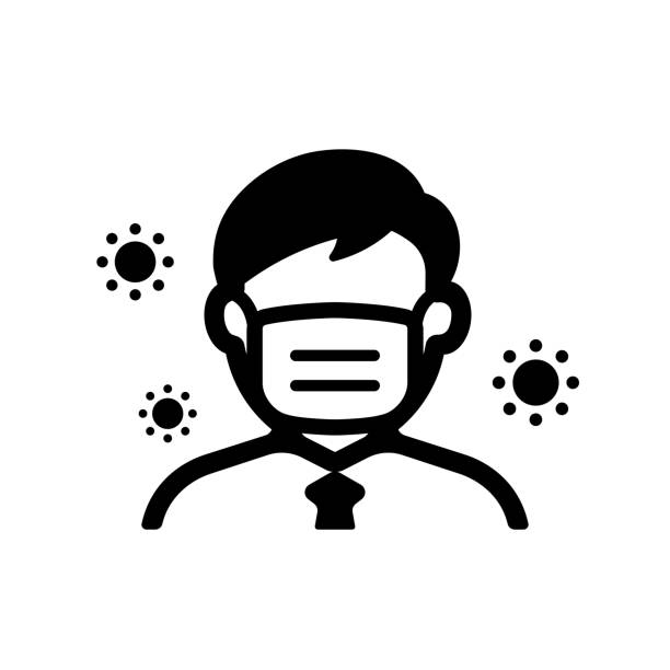 ilustrações, clipart, desenhos animados e ícones de homem sem rosto (parte superior do corpo) usando um ícone de ilustração vetorial de máscaras / coronavirus (febre do feno da gripe etc.)  prevenção. - hay fever