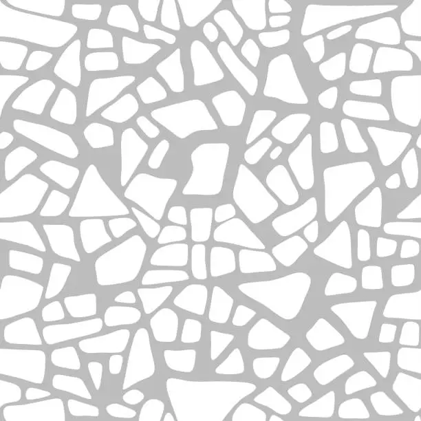 Vector illustration of Trencadis seamless pattern, white ceramic tile texture. Vector background