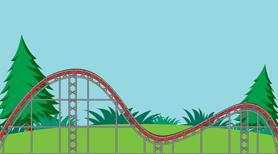 Background Scene With Emptry Roller Coaster Track In The Park Stock  Illustration - Download Image Now - iStock