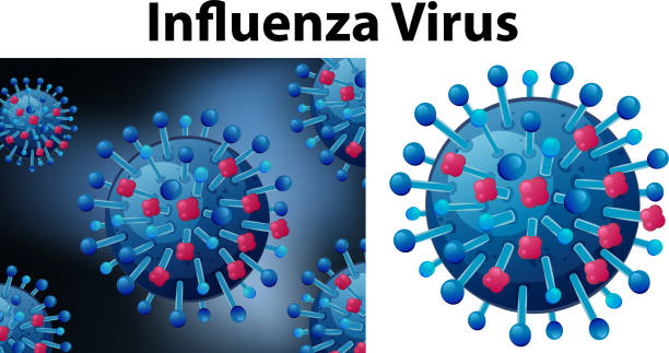 istock Close up isolated object of virus named Influenza virus 1203309836