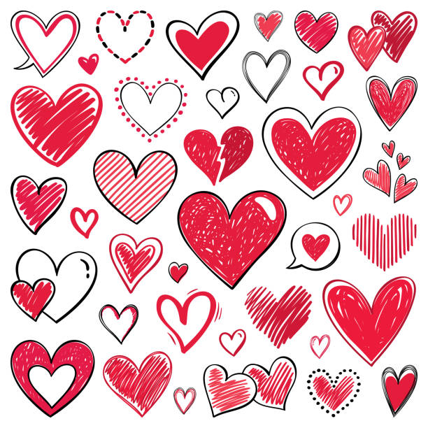 ilustraciones, imágenes clip art, dibujos animados e iconos de stock de corazones - variation symbol speech bubble computer icon