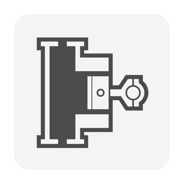air compressor icon Reciprocating air compressor part of refrigerator icon design. piston diagram stock illustrations