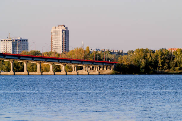 istock Left side of Dnipro city, Ukraine. Panoramic view of Dnipro river. 1203318177